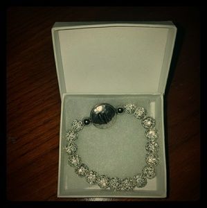 Elastic Crystal Snap Bracelet with letter "N"